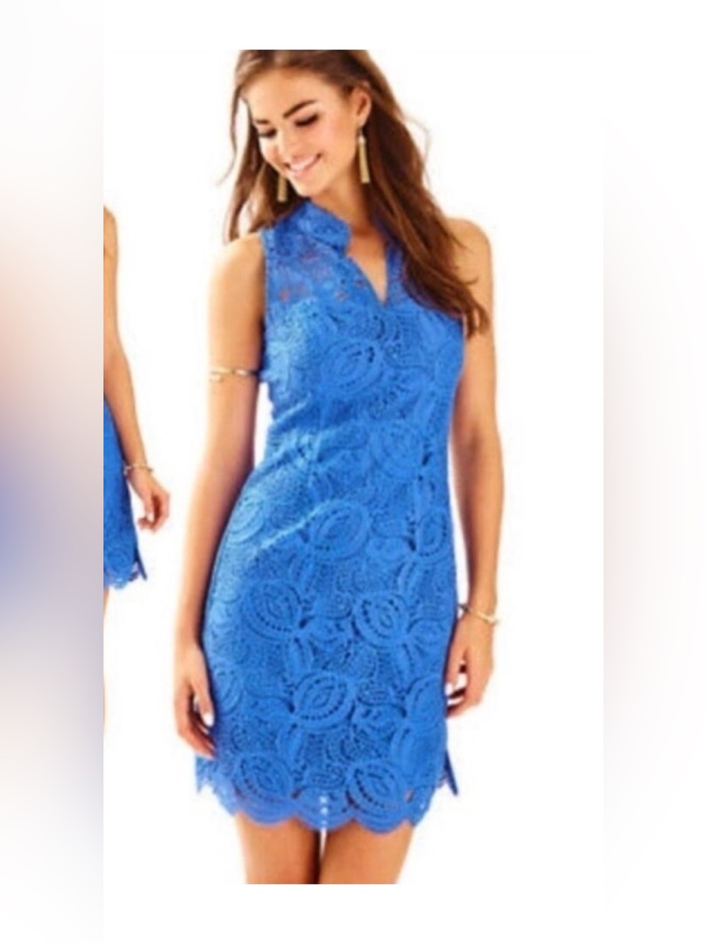 Lilly Pulitzer sz 6 Alexa dress in Beckon Blue, Crystal Cove Lace overlay Dress